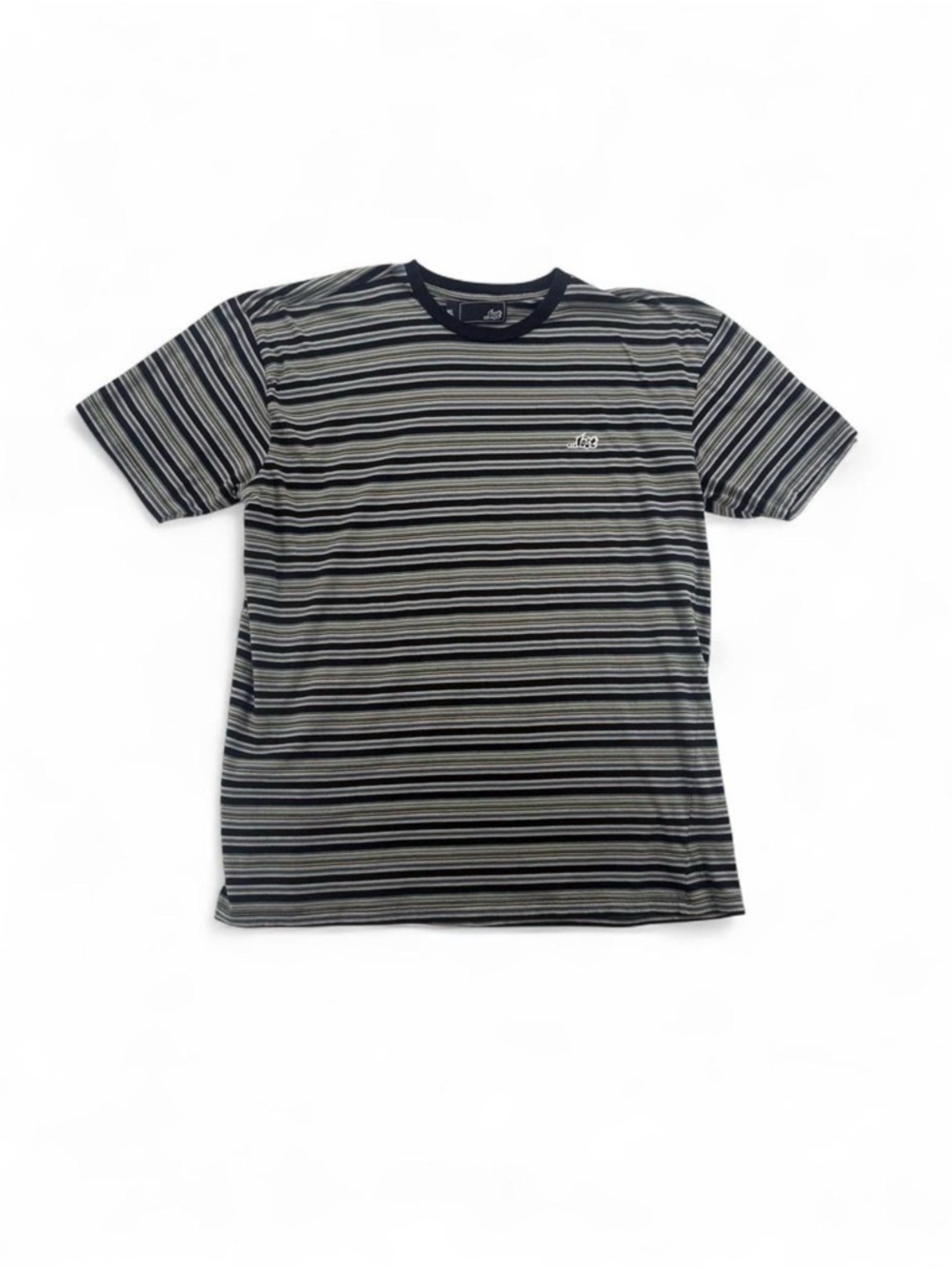 Men’s Lost Authentic Skate and Surf Striped 100% Cotton Crewneck T-Shirt Size XL